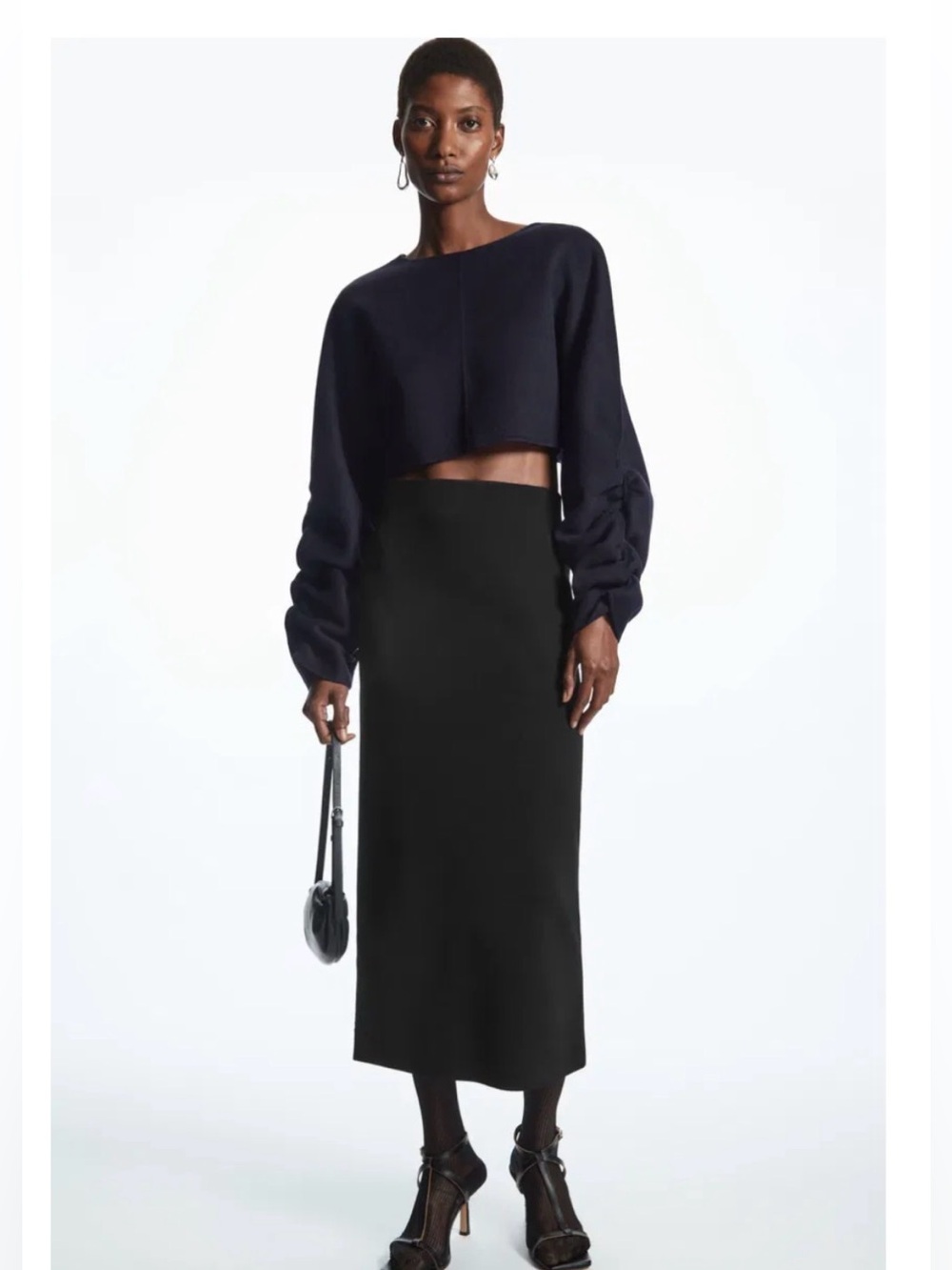 COS Open Back Wool Bolero, Navy
